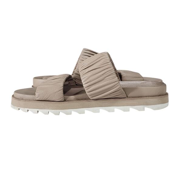 Sorel Slides Sandals sz 7 Women Roaming Two Strap Chunky Beige Tan White Stretch - Picture 6 of 13